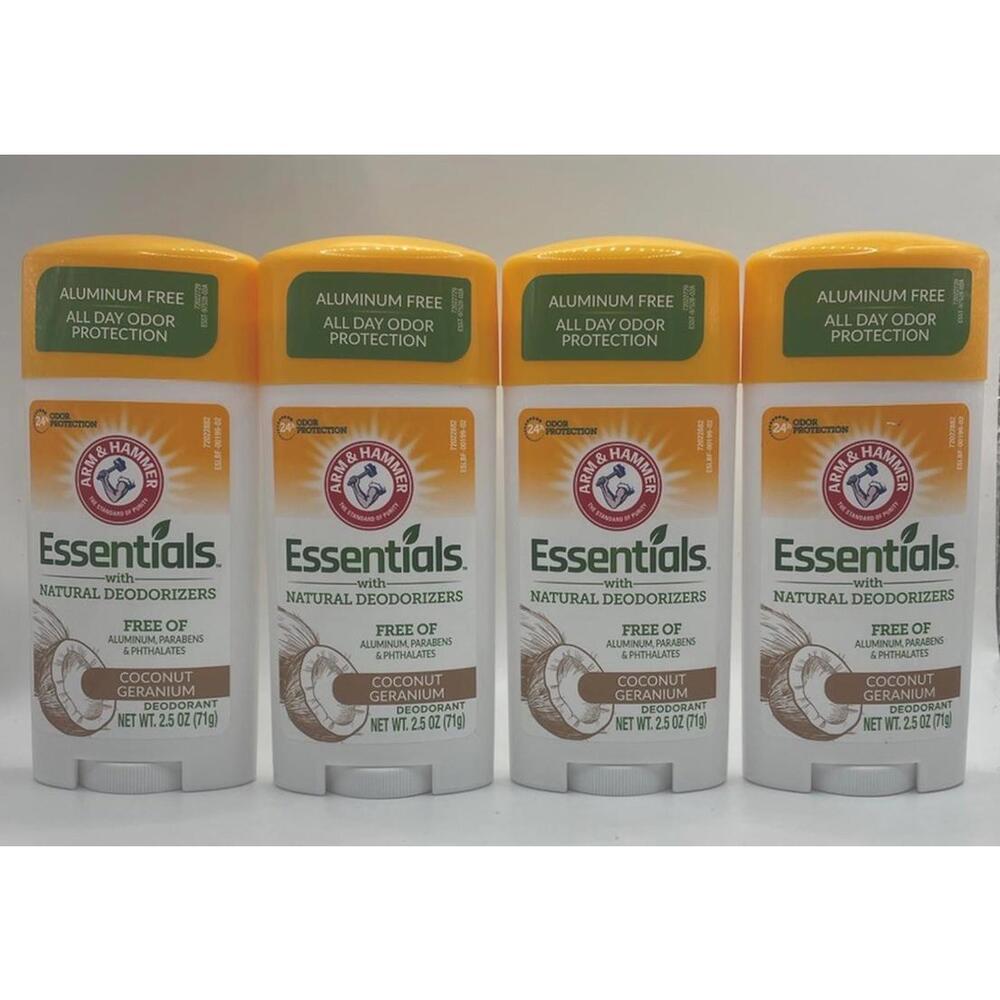 ARM & HAMMER Essentials Coconut Geranium Aluminum Free Deodorant - Pack of 4
